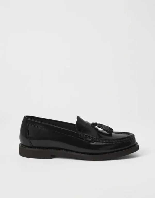 Brunello Cucinelli Penny-Loafers aus Minimal-Kalbsleder mit Shiny Tassels | Damen Loafers & Flache Schuhe