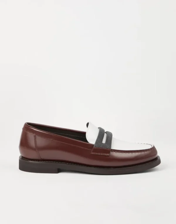 Brunello Cucinelli Penny-Loafers aus Minimal-Kalbsleder mit Precious Clamp | Damen Loafers & Flache Schuhe