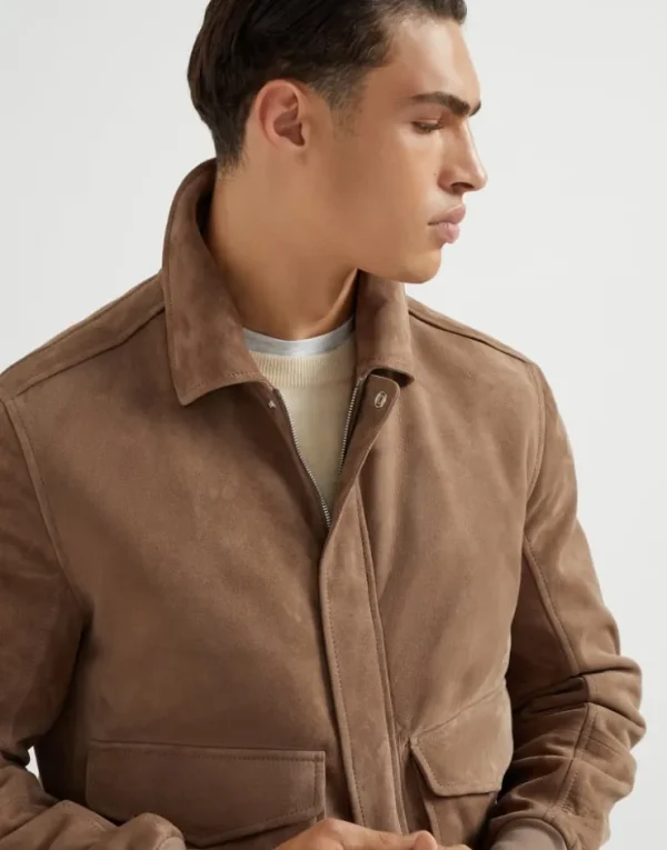 Brunello Cucinelli Pilotenjacke aus Country-Veloursleder | Herren Mäntel & Jacken