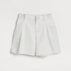 Brunello Cucinelli Pleated Baggy-Shorts aus gefärbtem Soft Denim mit Monili | Kinder Hosen & Röcke