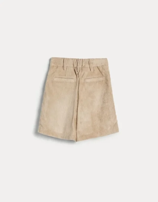 Brunello Cucinelli Pleated Shorts aus gehämmertem Cordsamt mit Monili | Kinder Hosen & Röcke