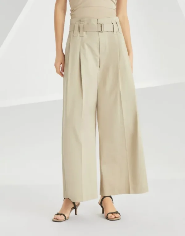 Brunello Cucinelli Pleated-Hose in A-Linie aus Baumwollgabardine mit Stretch | Damen Hosen