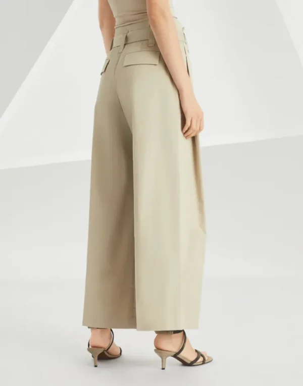 Brunello Cucinelli Pleated-Hose in A-Linie aus Baumwollgabardine mit Stretch | Damen Hosen