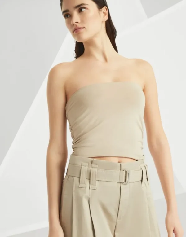 Brunello Cucinelli Pleated-Hose in A-Linie aus Baumwollgabardine mit Stretch | Damen Hosen