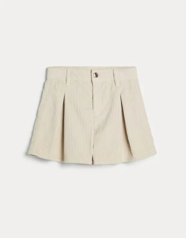 Brunello Cucinelli Pleated-Shorts aus Cordsamt in Comfort-Baumwolle mit Monili | Kinder Hosen & Röcke