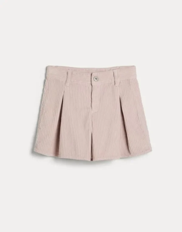 Brunello Cucinelli Pleated-Shorts aus Cordsamt in Comfort-Baumwolle mit Monili | Kinder Hosen & Röcke