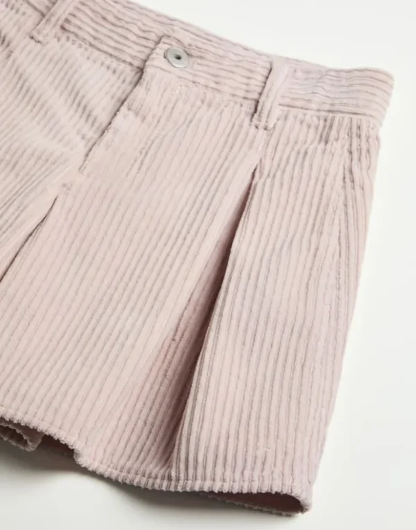 Brunello Cucinelli Pleated-Shorts aus Cordsamt in Comfort-Baumwolle mit Monili | Kinder Hosen & Röcke