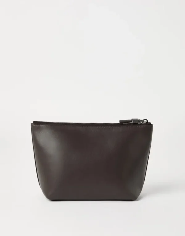 Brunello Cucinelli Pochette aus genarbtem Kalbsleder mit Monili | Damen Kleinleder