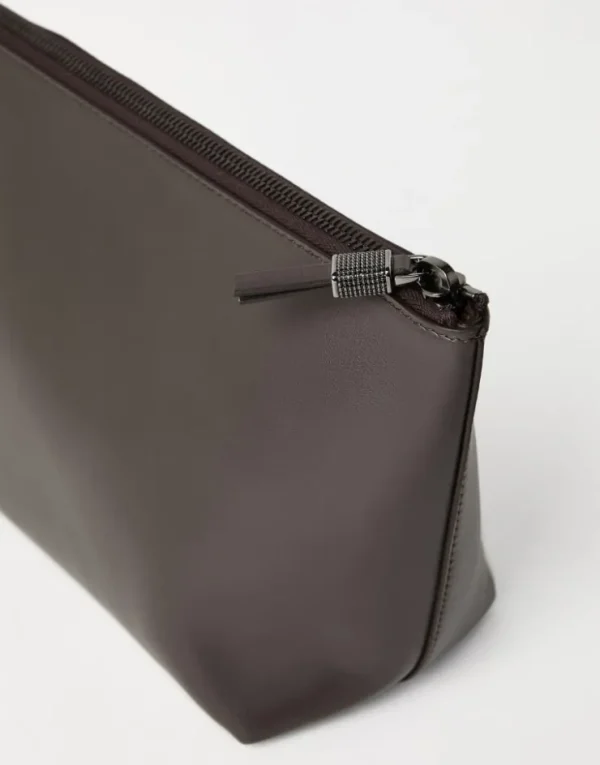 Brunello Cucinelli Pochette aus genarbtem Kalbsleder mit Monili | Damen Kleinleder