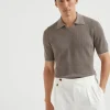 Brunello Cucinelli Poloshirt aus Baumwolle in Patentstrick | Herren Strickwaren