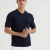 Brunello Cucinelli Poloshirt aus Baumwolle in Patentstrick | Herren Strickwaren