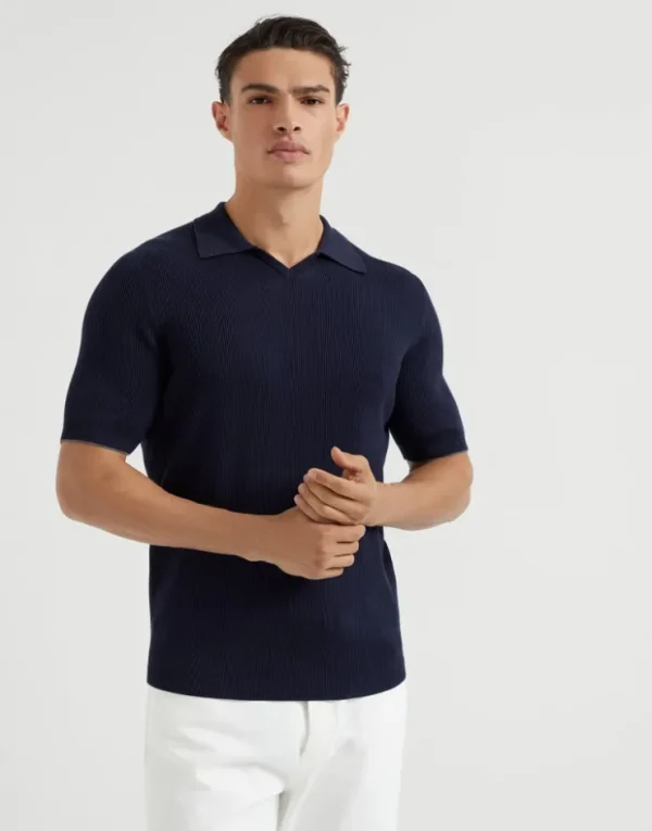 Brunello Cucinelli Poloshirt aus Baumwolle in Patentstrick | Herren Strickwaren