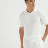 Brunello Cucinelli Poloshirt aus Baumwolle in Patentstrick | Herren Strickwaren