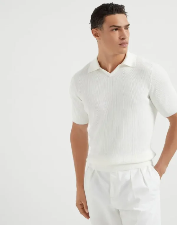 Brunello Cucinelli Poloshirt aus Baumwolle in Patentstrick | Herren Strickwaren