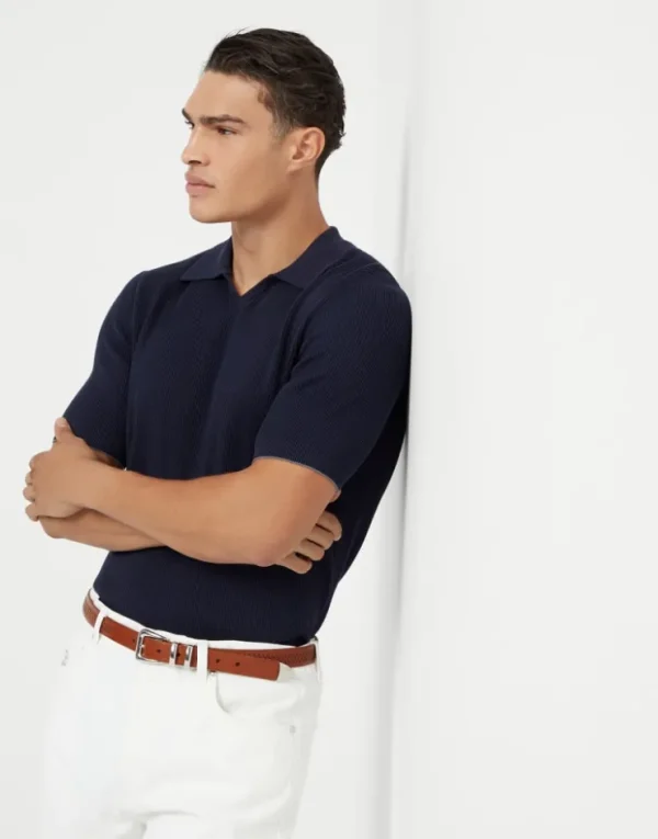 Brunello Cucinelli Poloshirt aus Baumwolle in Patentstrick | Herren Strickwaren