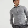 Brunello Cucinelli Poloshirt aus Baumwolljersey mit langen Ärmeln und Hemdkragen | Herren T-shirts & Poloshirts