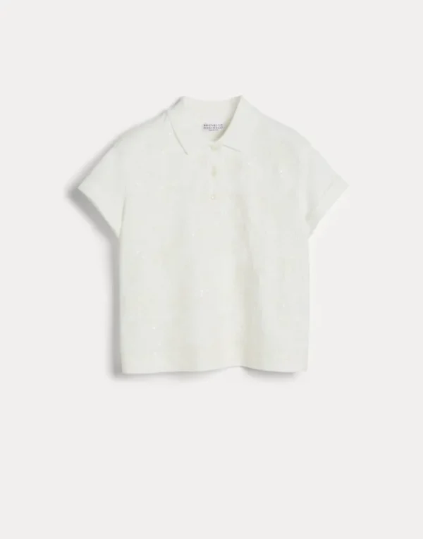 Brunello Cucinelli Poloshirt aus Baumwolljersey mit Dazzling Fern Embroidery | Kinder T-shirts & Hemden