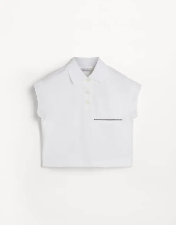 Brunello Cucinelli Poloshirt aus Baumwolljersey mit Monili | Kinder T-shirts & Hemden