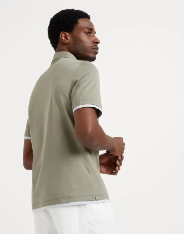 Brunello Cucinelli Poloshirt aus Baumwolljersey mit Hemdkragen und Faux Layering | Herren T-shirts & Poloshirts