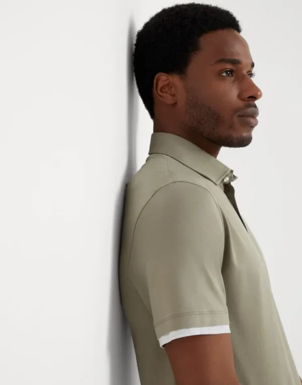 Brunello Cucinelli Poloshirt aus Baumwolljersey mit Hemdkragen und Faux Layering | Herren T-shirts & Poloshirts