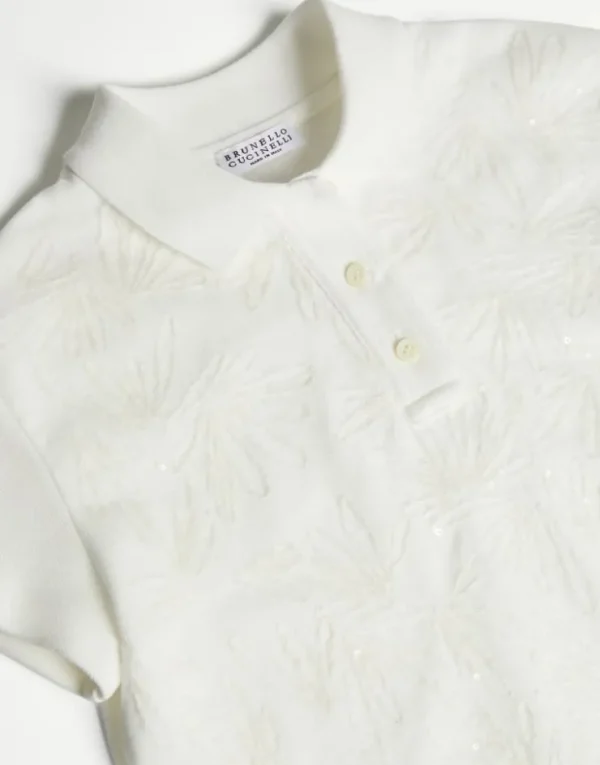 Brunello Cucinelli Poloshirt aus Baumwolljersey mit Dazzling Fern Embroidery | Kinder T-shirts & Hemden