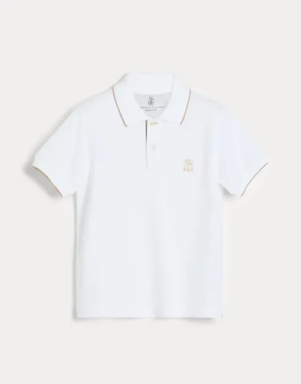 Brunello Cucinelli Poloshirt aus Baumwollpikee mit Logo | Kinder T-shirts & Hemden