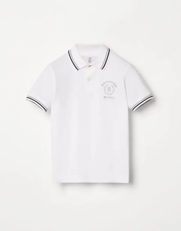 Brunello Cucinelli Poloshirt aus Baumwollpikee mit Print | Kinder T-shirts & Hemden