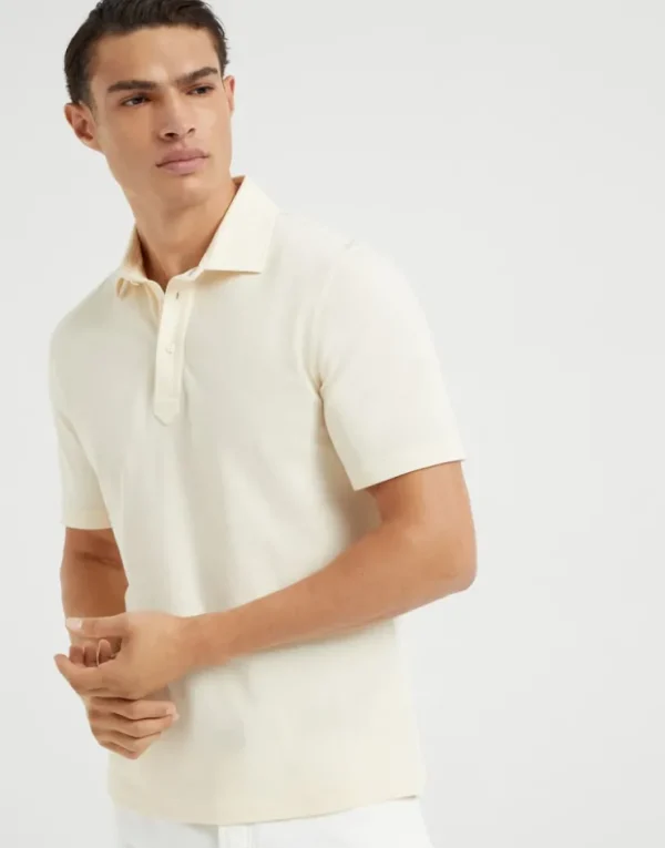 Brunello Cucinelli Poloshirt aus Baumwollpikee mit Hemdkragen | Herren T-shirts & Poloshirts