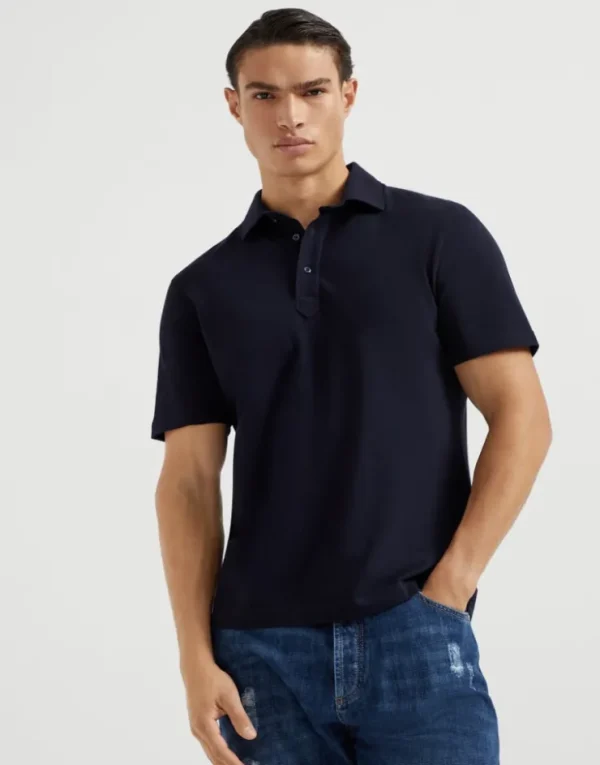 Brunello Cucinelli Poloshirt aus Baumwollpikee mit Hemdkragen | Herren T-shirts & Poloshirts