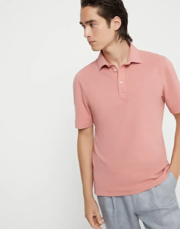 Brunello Cucinelli Poloshirt aus Baumwollpikee mit Hemdkragen | Herren T-shirts & Poloshirts