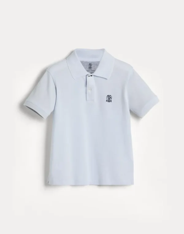 Brunello Cucinelli Poloshirt aus Baumwollpikee mit Logo | Kinder T-shirts & Hemden