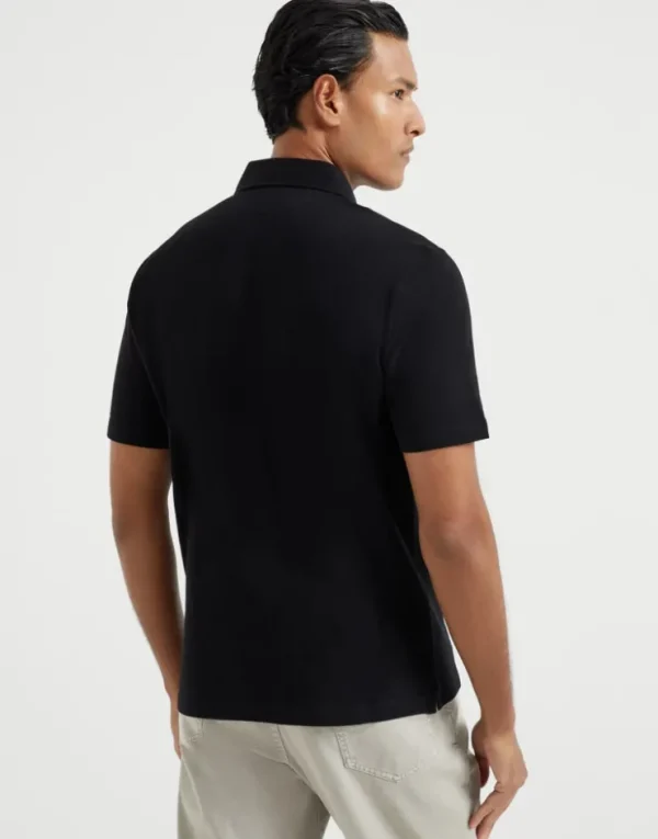 Brunello Cucinelli Poloshirt aus Baumwollpikee mit Hemdkragen | Herren T-shirts & Poloshirts