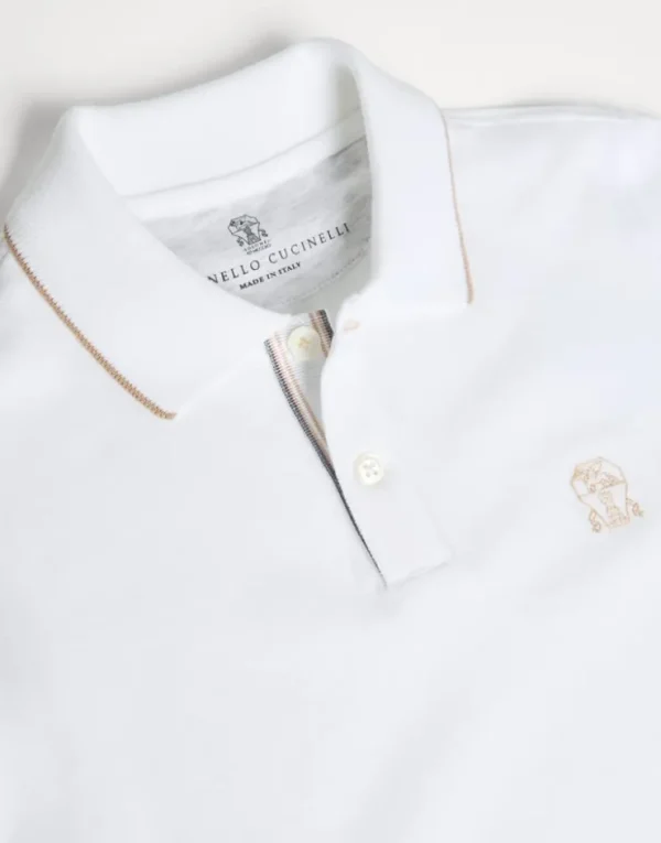 Brunello Cucinelli Poloshirt aus Baumwollpikee mit Logo | Kinder T-shirts & Hemden