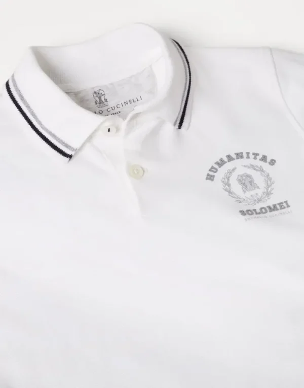 Brunello Cucinelli Poloshirt aus Baumwollpikee mit Print | Kinder T-shirts & Hemden