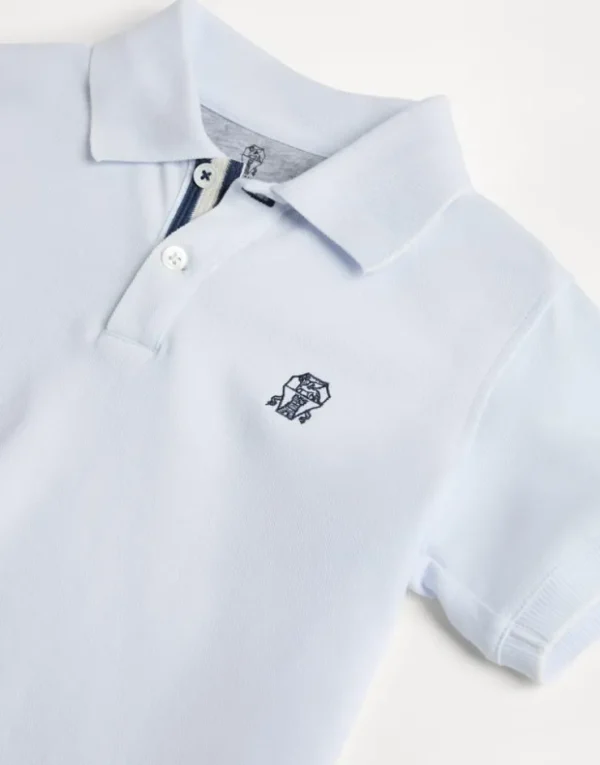 Brunello Cucinelli Poloshirt aus Baumwollpikee mit Logo | Kinder T-shirts & Hemden