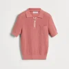 Brunello Cucinelli Poloshirt aus Baumwollstrick in Waffelpikee mit halbem Reißverschluss | Kinder Strickwaren