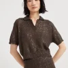 Brunello Cucinelli Poloshirt aus Dazzling Texture-Strick in Leinen, Kaschmir und Seide | Damen Strickwaren