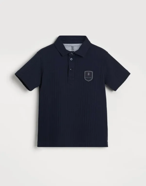 Brunello Cucinelli Poloshirt aus geripptem Baumwolljersey mit Tennis-Badge | Kinder T-shirts & Hemden