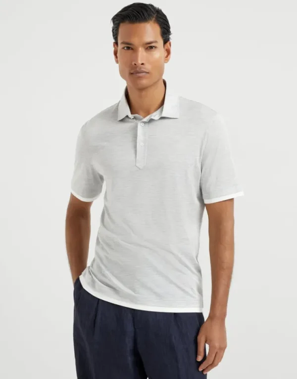 Brunello Cucinelli Poloshirt aus Jersey in Seide und Baumwolle mit Hemdkragen und Faux-Layering | Herren T-shirts & Poloshirts