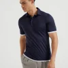 Brunello Cucinelli Poloshirt aus Jersey in Seide und Baumwolle mit Hemdkragen und Faux-Layering | Herren T-shirts & Poloshirts