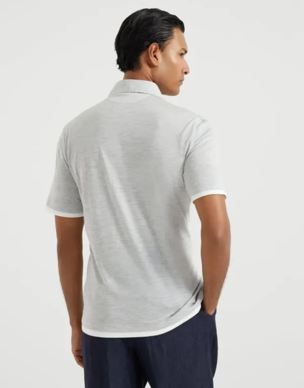 Brunello Cucinelli Poloshirt aus Jersey in Seide und Baumwolle mit Hemdkragen und Faux-Layering | Herren T-shirts & Poloshirts