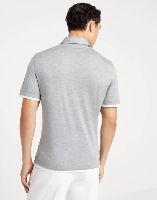 Brunello Cucinelli Poloshirt aus Jersey in Seide und Baumwolle mit Hemdkragen und Faux-Layering | Herren T-shirts & Poloshirts