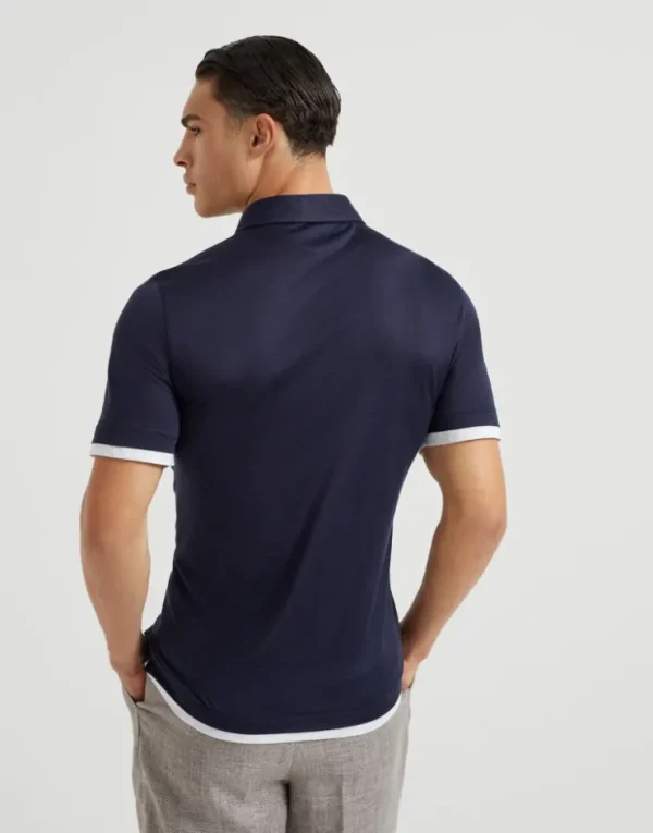 Brunello Cucinelli Poloshirt aus Jersey in Seide und Baumwolle mit Hemdkragen und Faux-Layering | Herren T-shirts & Poloshirts