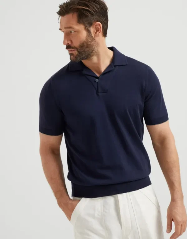 Brunello Cucinelli Poloshirt aus leichtem Baumwollstrick mit Camp-Kragen | Herren Strickwaren