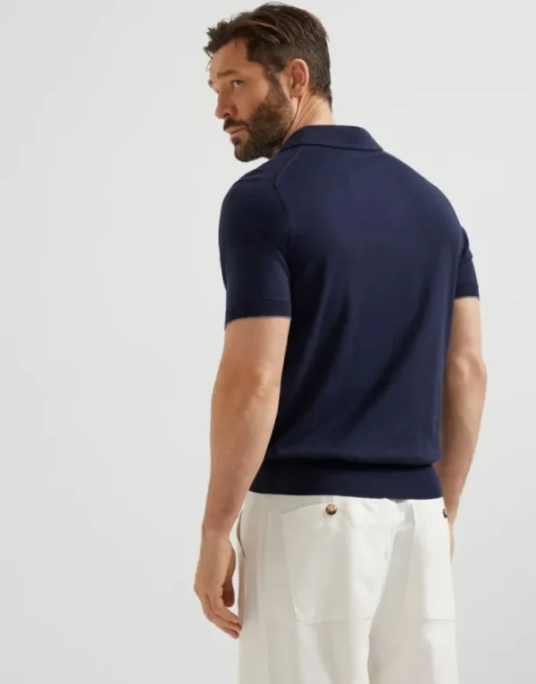 Brunello Cucinelli Poloshirt aus leichtem Baumwollstrick mit Camp-Kragen | Herren Strickwaren