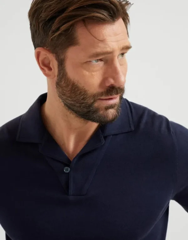 Brunello Cucinelli Poloshirt aus leichtem Baumwollstrick mit Camp-Kragen | Herren Strickwaren