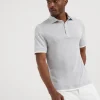 Brunello Cucinelli Poloshirt aus leichtem Jersey in Seide und Baumwolle mit Hemdkragen und Faux Layering | Herren T-shirts & Poloshirts