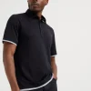 Brunello Cucinelli Poloshirt aus leichtem Jersey in Seide und Baumwolle mit Hemdkragen und Faux Layering | Herren T-shirts & Poloshirts