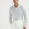 Brunello Cucinelli Poloshirt aus leichtem Strick in Kaschmir, Seide und Leinen | Herren Strickwaren