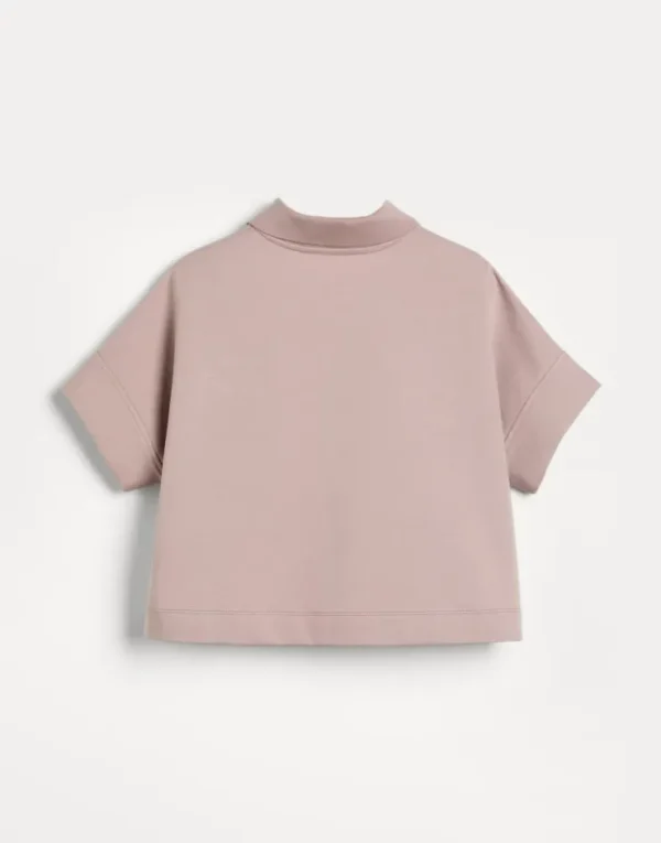 Brunello Cucinelli Poloshirt aus leichtem Stretch-Baumwollsweat mit Precious Flower Crest | Kinder Travelwear